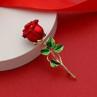 Floral Elegant Red Rose Shape Brooch/Pin